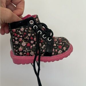 Floral Kids Boots with Pink Soles